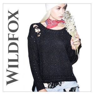 Wildfox After Party Distressed Sweater Alpaca Grunge Punk Goth Edgy Witch Lounge